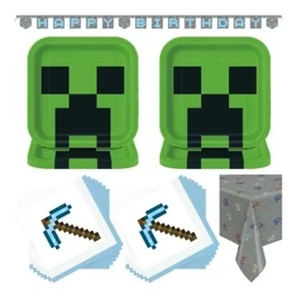 Minecraft Party Kit for 8 Birthday Tableware Set Plates Cups Napkins‎ NEW-NIB!!